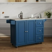 Home Styles Dolly Madison Kitchen Cart with Stainless Steel Top by Homestyles Blue