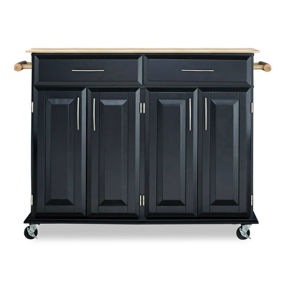 Home Styles Dolly Solid Hardwood Madison Kitchen Island Cart in Black