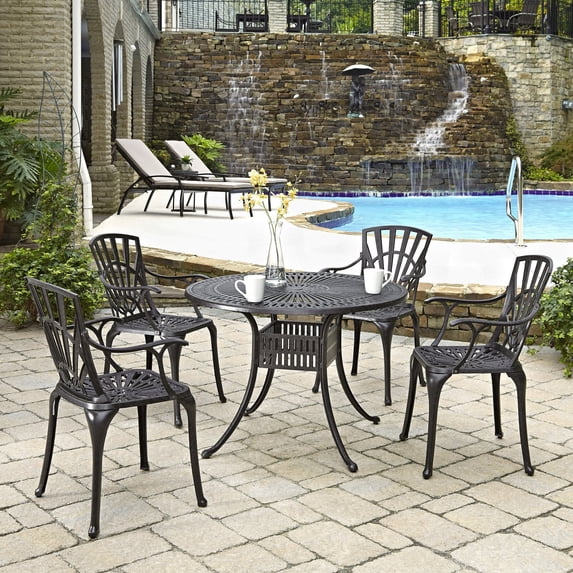 Home Styles Largo 5PC Dining Set w/ Cushions-Chair Option:4 Arm Chairs
