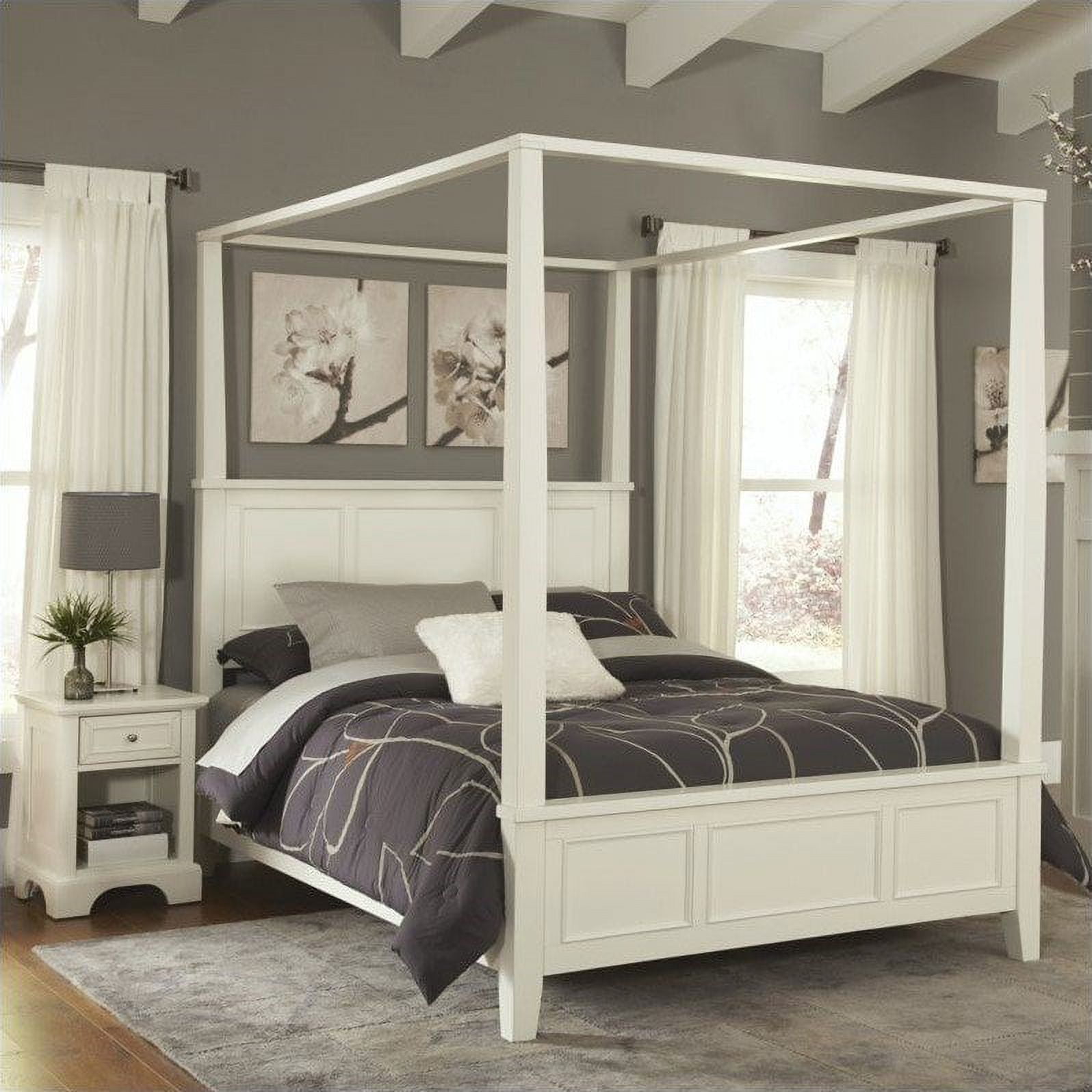 Home Styles Naples King Canopy Bed, White