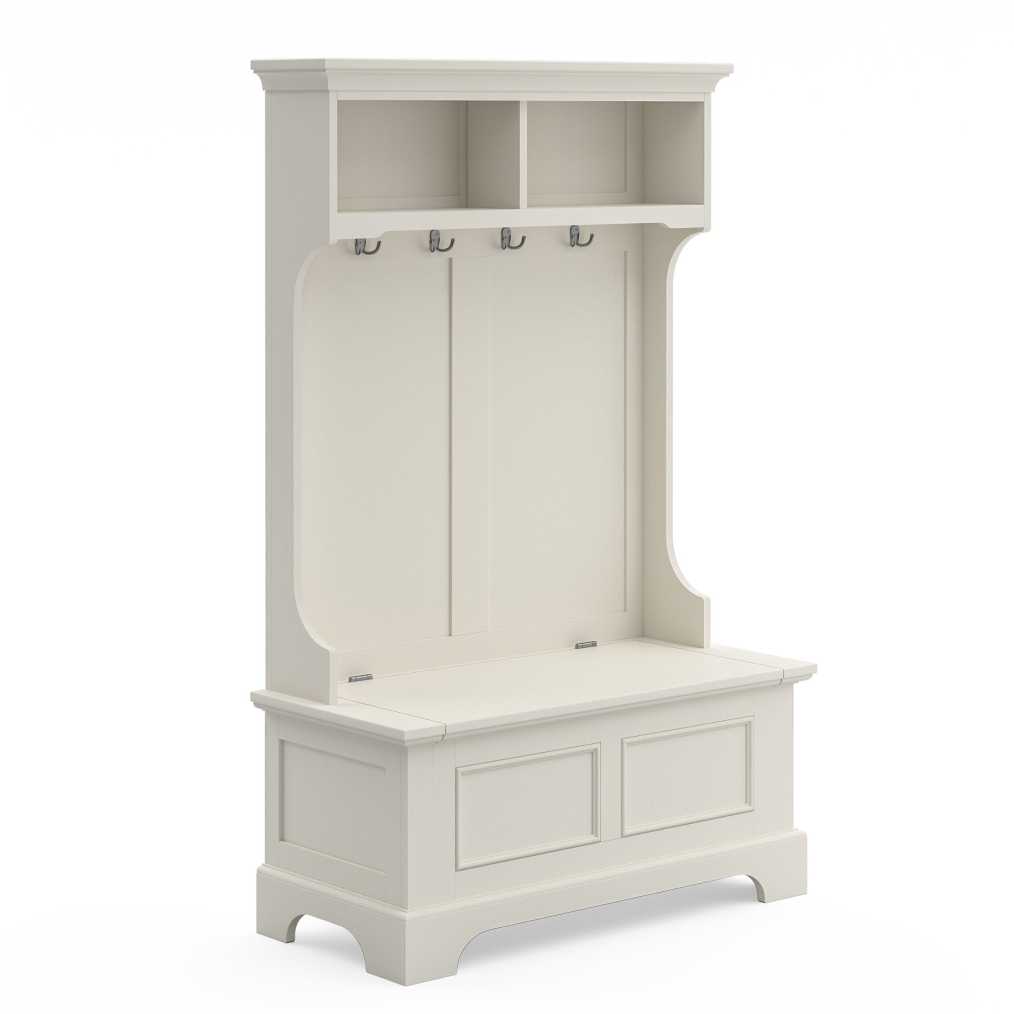 Home Styles Naples White Hall Tree with Storage Bench