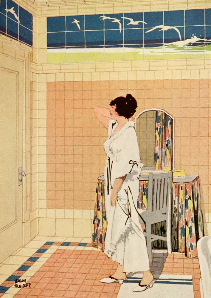 Home Suggestions 1921 Woman by dressing table Canvas Art - Adolph Treidler (18 x 24)