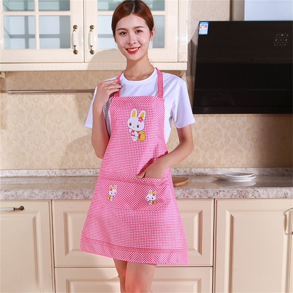 Home Supplies Antifouling Clothes Adjustable With Pocket Oil-proof Cooking Cleaning Aprons Apron ROSE RED