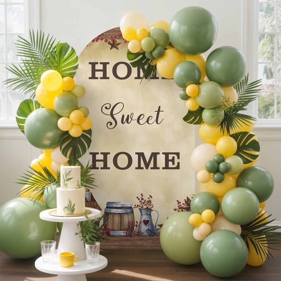 Home Sweet Arch Backdrop Cover, 6.6FT, Home Retro Country Star House Barrel Farm Spandex Arch Covers Double-Sided Backdrop for Wedding Birthday Party Photo Background Decoration
