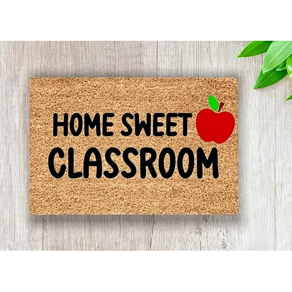 Home Sweet Classroom Doormat | Apple Doormat | Classroom Welcome Mat |Non Slip Floor Mat Scraping Mud Mat for Home Bathroom Kitchen Entrance 16 x 24 inch