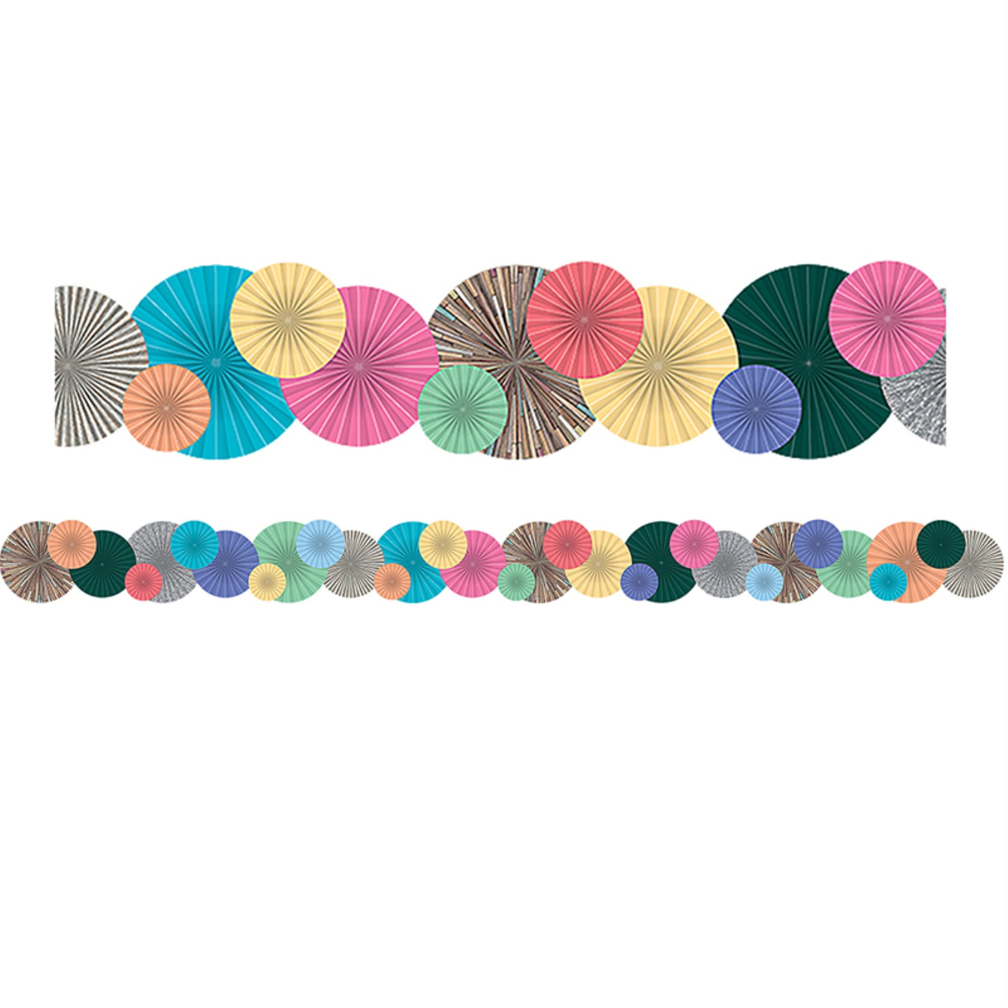 Multicolor Paper Fans Die-Cut Classroom Border Trim