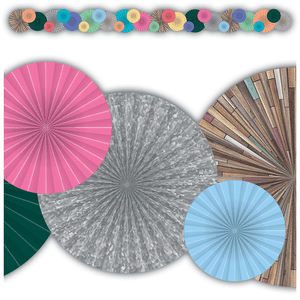 Multicolor Paper Fans Die-Cut Classroom Border Trim