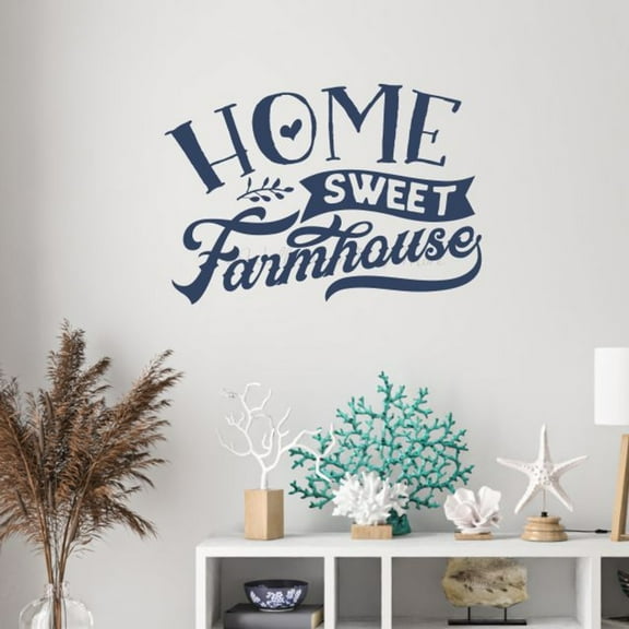 Home Sweet Farmhouse Die-Cut Vinyl Wall Art - Farmhouse Wall Art Decor - Farmer Kitchen Wall Stickers - Family Wall Decals - Vinyl Wall Decal Sayings, 23x16-Inch Deep Blue