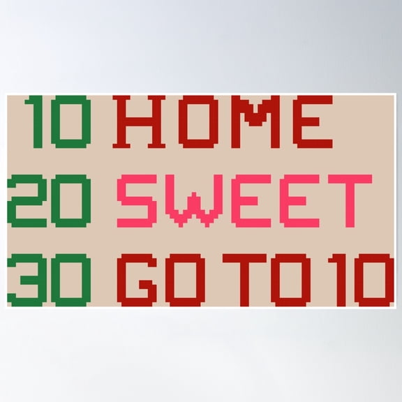 Home Sweet Goto 10 Poster Wall Art, Modern Wall Decor, 24x36 UNFRAMED