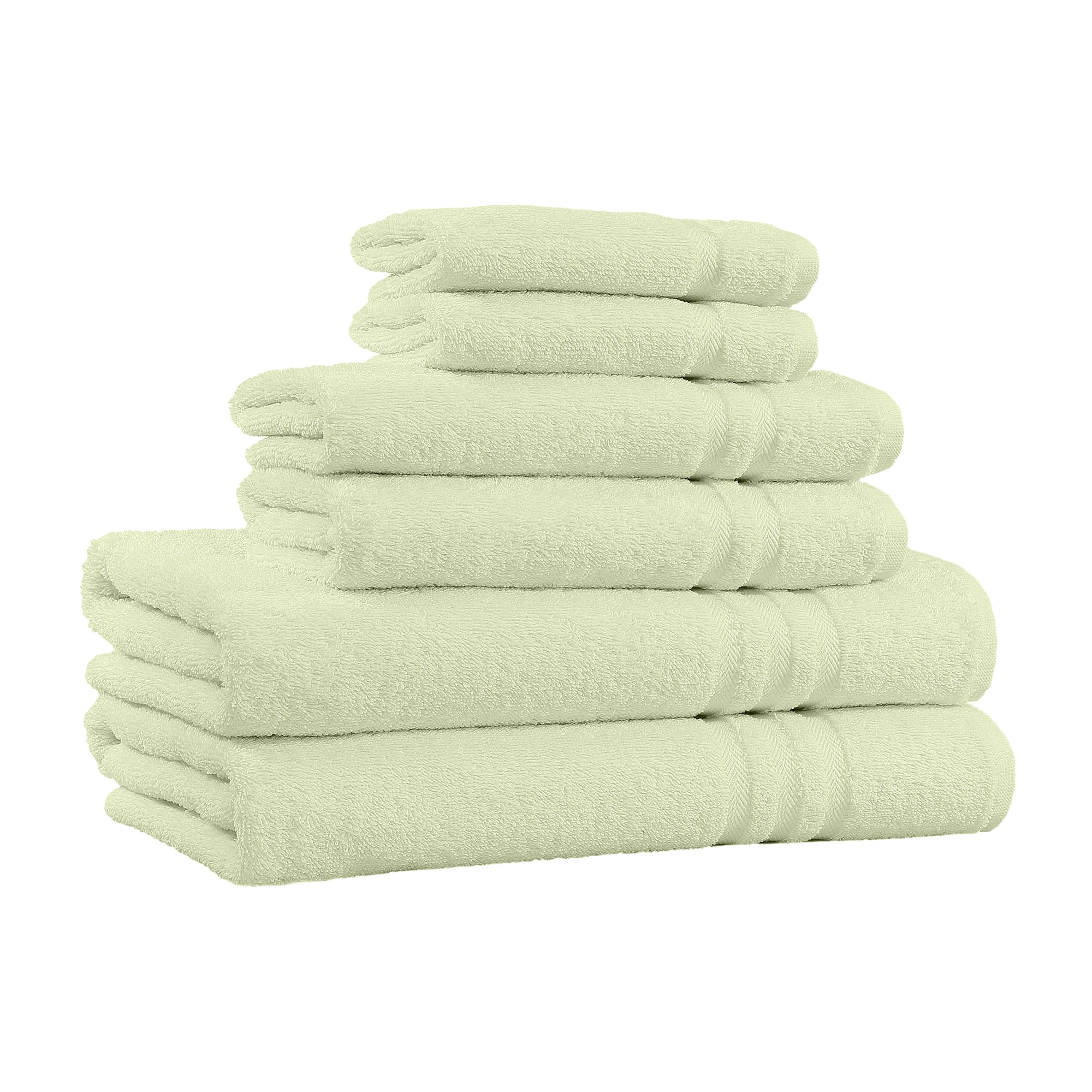 Home Sweet Home 100% Cotton 6-Piece Bath Towel Set - Extra Soft Bath Towels, Sage