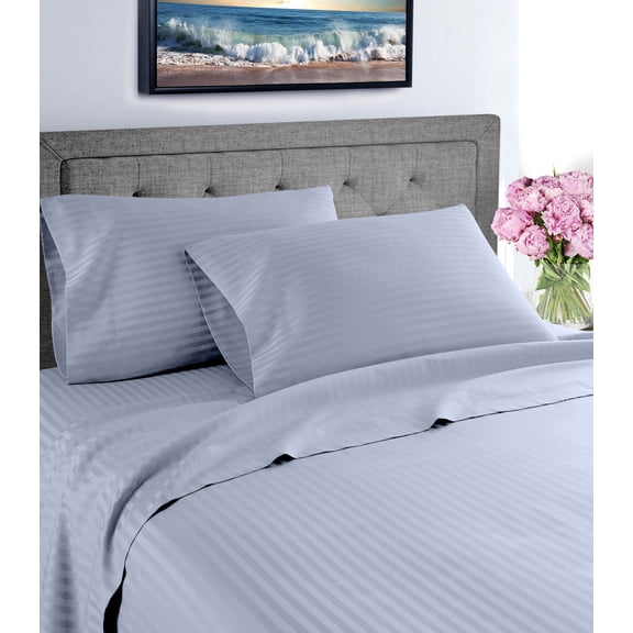 Home Sweet Home 1800 Luxurious Hotel Extra Soft Deep Pocket Stripe Sheet Set (Full, Blue)