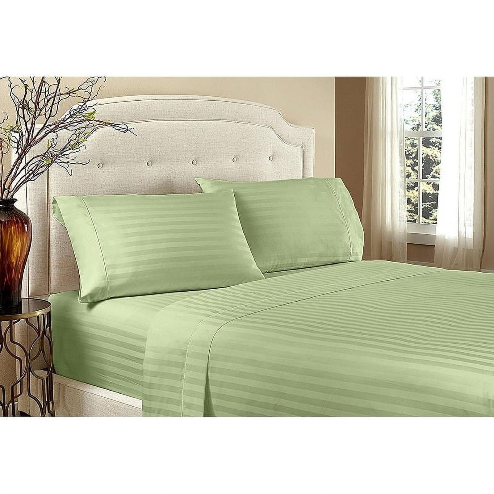 Home Sweet Home 1800 Series Embossed Stripe Bed Sheet Set Sage Twin