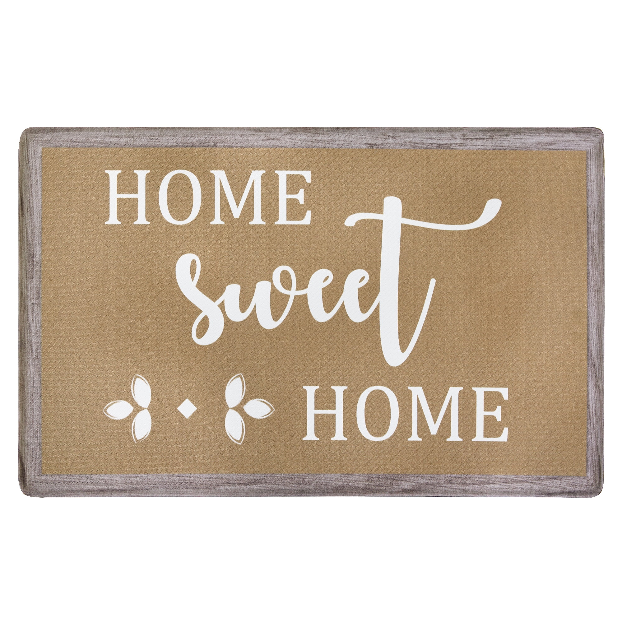 Beige Non-Slip Rectangular Comfort Mat with Textured Design