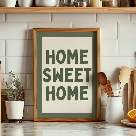 Home Sweet Home Art Print, Olive Green Home Decor Print Daily Reminders, Homebody Decor, Bedroom Art Dorm Decor Boho Wall Art Poster, Unframed Poster Size 8x12 F03.1.15l677