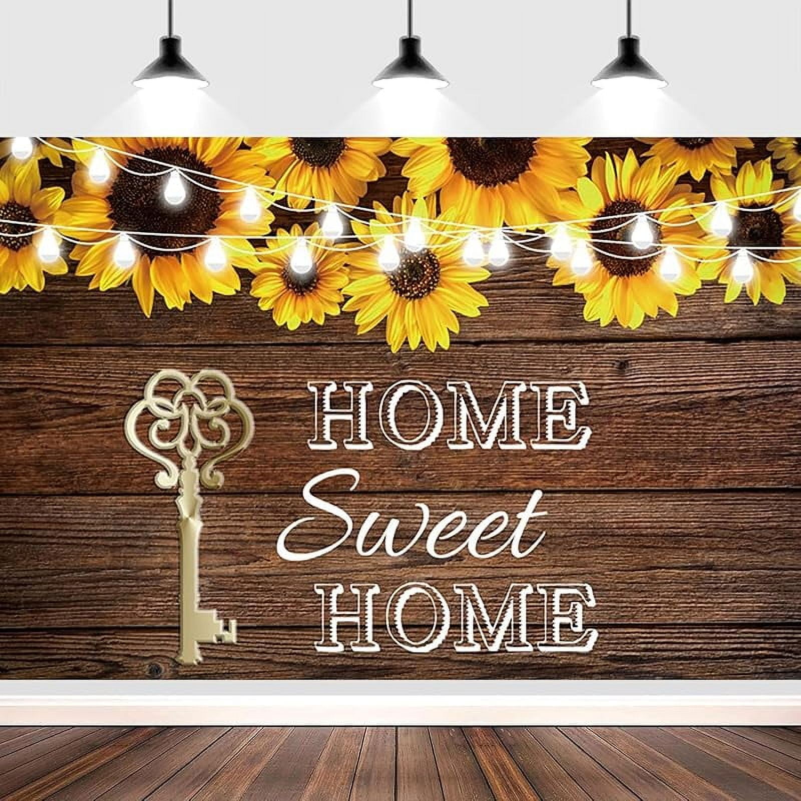 Home Sweet Home Backdrop Rustic Wood Wall Sunflowers Home Key Photography  Background Housewarming New House Party Decorations Banner Portraits Photo  ..., image size:1600x1600