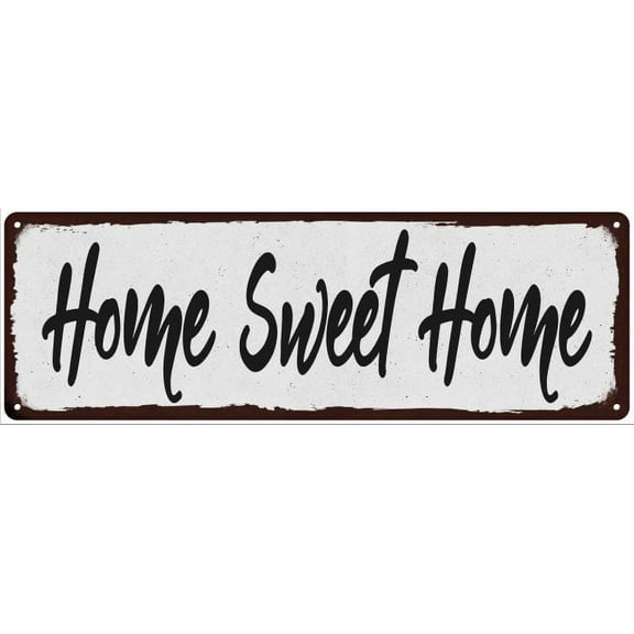 Home Sweet Home Black on White Shabby Chic Metal Sign 8x24 Decor 108240049057