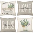 thumbnail image 1 of Home Sweet Home Bless This Home Throw Pillow Covers 20x20 Inch Set of 4 Eucalyptus Leaves Truck Vase Decorations Cushion Case Spring Summer Seasonal Decor for Home Sofa Couch, 1 of 5