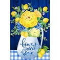 thumbnail image 1 of Home Sweet Home Blue and Yellow Flower Lemon Decoration Spring Summer Floral House Flag Buffalo Check Plaid Seasonal Holiday Outdoor Yard Banner 28" x 40", 1 of 6