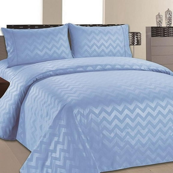 Home Sweet Home Chevron Design 1800 Microfiber Deep Pocket Bed Sheets Set (Twin, Blue)