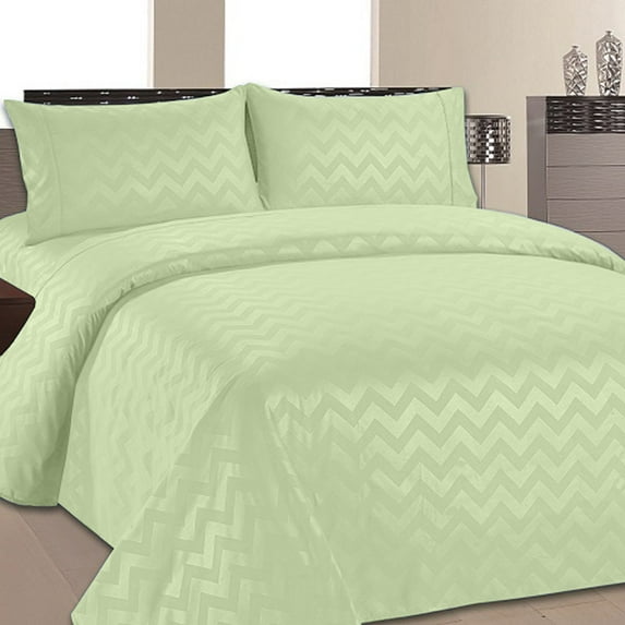 Home Sweet Home Chevron Design 1800 Microfiber Deep Pocket Bed Sheets Set (Twin, Sage)