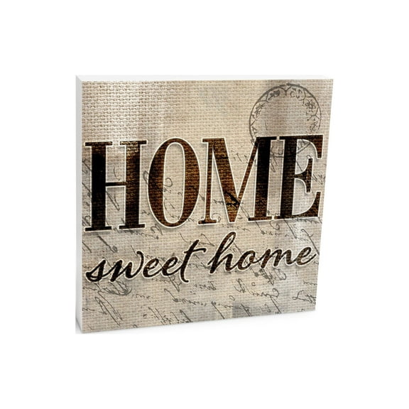 Home Sweet Home Cream Woven Script 10 x 10 Wood Tabletop Sign Plaque