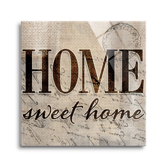 Home Sweet Home Cream Woven Script 12 x 12 Glass Wall Hanging Sign