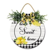 Home Sweet Home Door Sign Home Decor Round Wood Wreaths Wall Hanging Sign Farmhouse Porch Sign Front Door Decoration for Housewarming Gift All Seasons Holiday,11In
