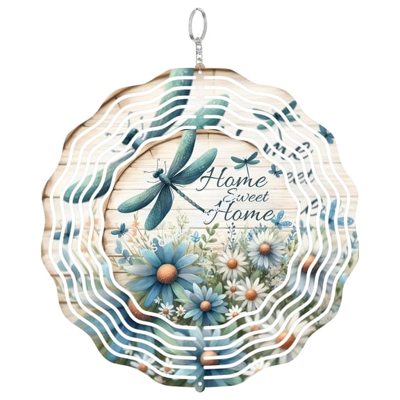 Home Sweet Home Dragonfly 3D Wind Spinner, Nature Insect Kinetic Art, Spring Garden Decor Gift