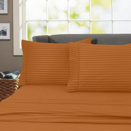 Home Sweet Home Dream 3-Piece 600 Thread Count Spice Striped Cotton Stripe Weave Bed Sheet Set, Twin