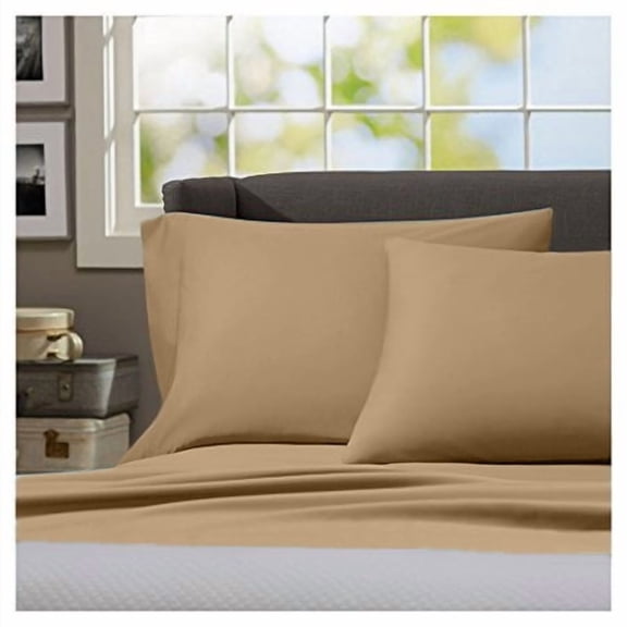 Home Sweet Home Dream Regency Home Cotton Linen Sateen Traditional 3-Piece 1000 Thread Count Taupe Solid Cotton Linen Sateen Sheet Set, Twin – Wrinkle Resistant, Deep Pocket
