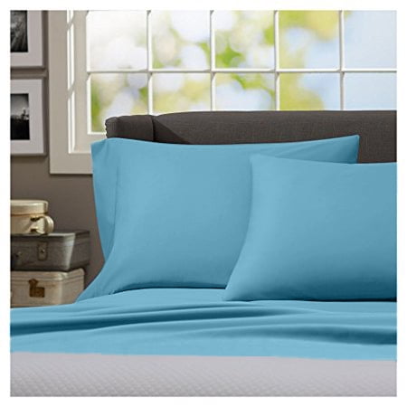 Home Sweet Home Dream Regency Home Cotton Linen Sateen Traditional 4-Piece 1000 Thread Count Teal Solid Cotton Linen Sateen Sheet Set, Full – Wrinkle Resistant, Deep Pocket