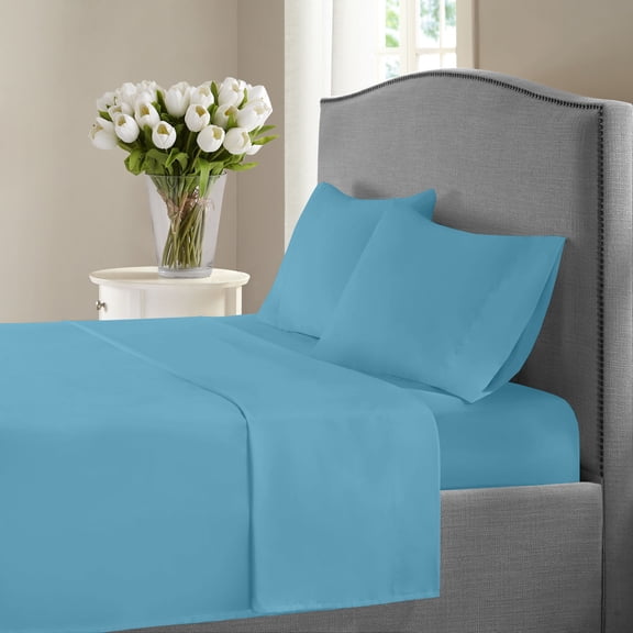 Home Sweet Home Dream United 4-Piece 1200 Thread Count Teal Egyptian Cotton Bed Sheet Set, Full - Deep Pocket