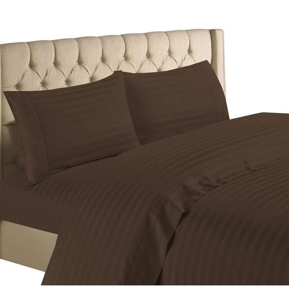 Home Sweet Home Dreams Inc Hampton Home Collection 1200 Thread Count Egyptian Cotton Stripe Bed Sheet Set Brown Deep Pocket Full