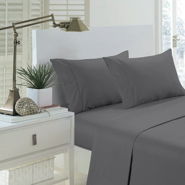Home Sweet Home Embossed Design Microfiber Deep Pocket Bed Sheets Set (Full, Grey)
