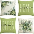 thumbnail image 1 of Home Sweet Home Eucalyptus Leaves Green Throw Pillow Covers, 20x20 Inch Spring Summer Seasonal Decorations for Home Set of 4, 1 of 6