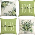 thumbnail image 1 of Home Sweet Home Eucalyptus Leaves Green Throw Pillow Covers, 20x20 Inch Spring Summer Seasonal Decorations for Home Set of 4, 1 of 1