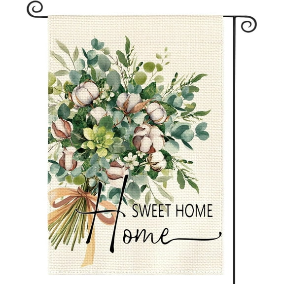 Home Sweet Home Floral Garden Flag 12x18 Inch Double Sided Outside, Cotton Spring Summer Seasonal Yard Outdoor Flag