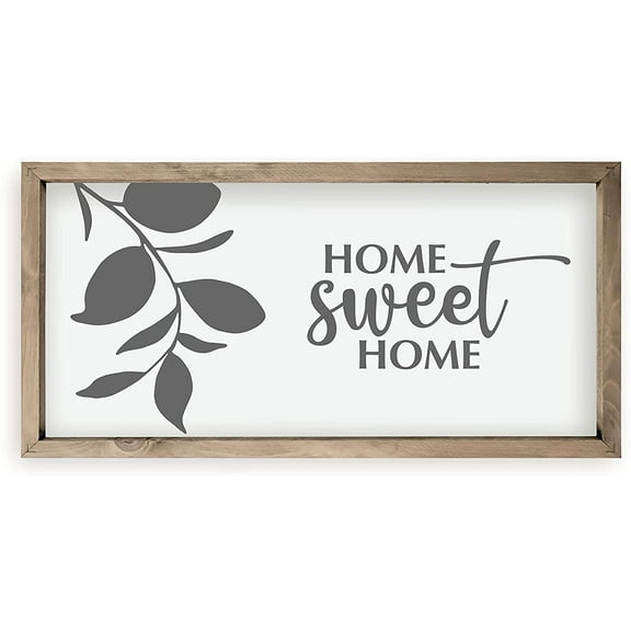 Home Sweet Home Flower Rustic Framed Wood Farmhouse Wall Sign 9x18