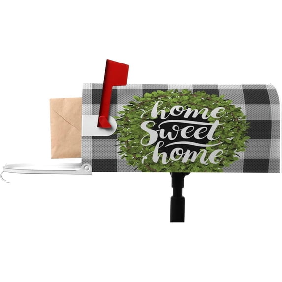 Home Sweet Home Green Leaves Magnetic Anti-UV 100% Polyester Standard Size 21x18 in Oxford Garden,Postbox Letterbox Cover