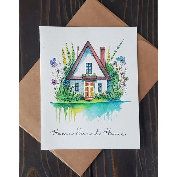 Home Sweet Home Greeting Card Charming Hand-Illustrated House Design Blank Inside with Envelope Perfect for Housewarming and New Home Celebrations