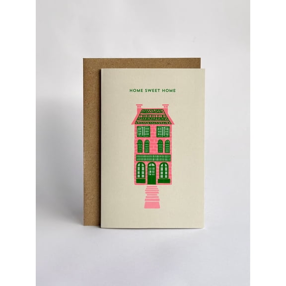 Home Sweet Home Greeting Card – Colorful Illustrated House Design – Blank Inside for Personal Messages – Perfect for Housewarming, New Home, or Just Because