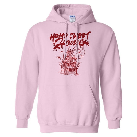 Home Sweet Home Haunted Hoodie Sweatshirt Unisex Small Pink