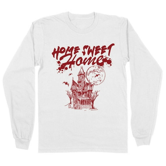 Home Sweet Home Haunted Long Sleeve Shirt Unisex Large White