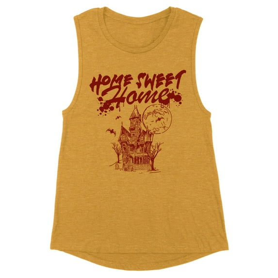 Home Sweet Home Haunted Women's Muscle Tank Small Antique Gold