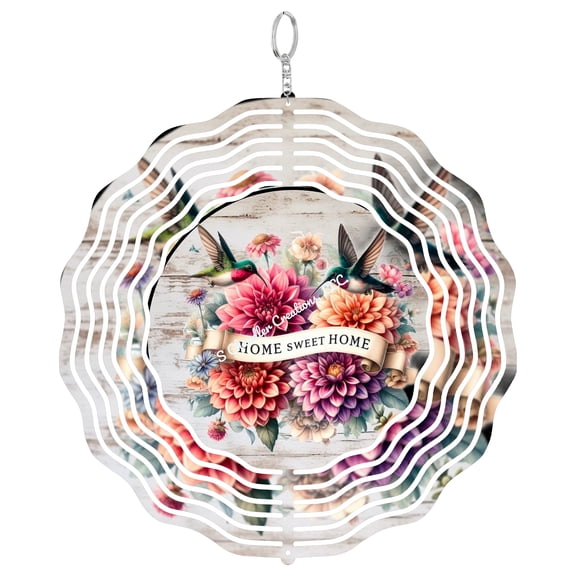 Home Sweet Home Hummingbird 3D Wind Spinner, Bird Lover Kinetic Art, Spring Nature Outdoor Hanging Decor