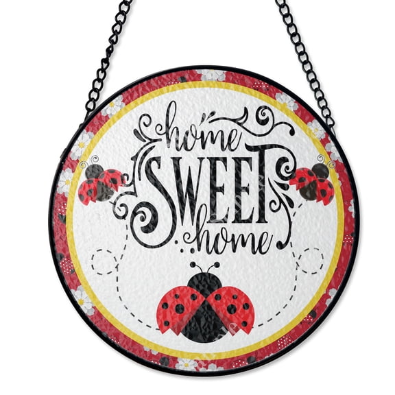 Home Sweet Home Ladybug Spring Suncatcher Stained Glass Lucky Home Gift