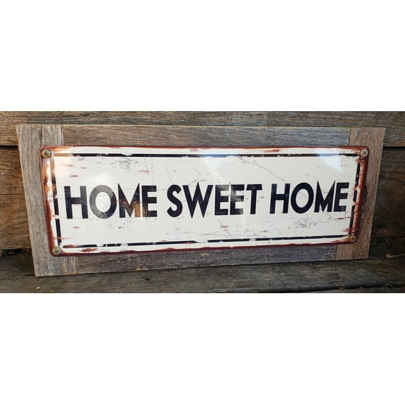 Home Sweet Home Metal Street Sign Recycled Metal Frame Size: 4 x 16 Inch