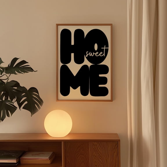 Home Sweet Home Neutral Playful Typography Dorm Decor Poster, Unframed Size 8x12