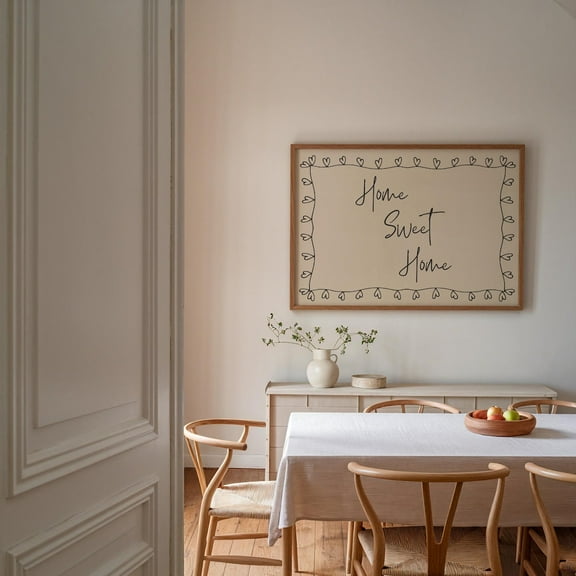 Home Sweet Home Print: Black Hand Drawn Typography Art, Neutral Bedroom Wall Quote Art, Daily Affirmation Poster Housewarming #105, Unframed Canvas Size 8x12