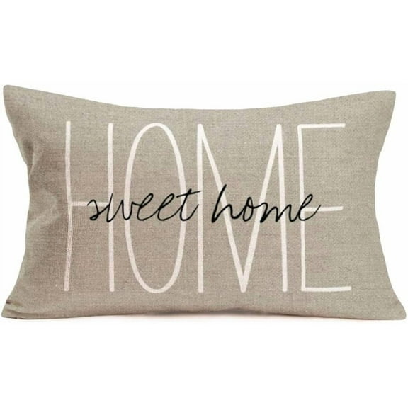 Home Sweet Home Quotes Throw Pillow Covers Cotton Linen Waist Lumbar Personalized Throw Pillow Cases Blessing Family Housewarming Gifts Home Office Bay Window Decorative Rectangular 12x20 Inch